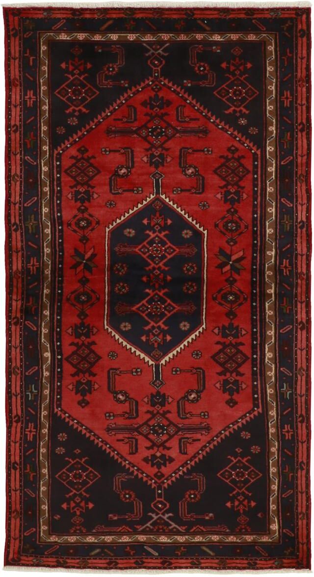 Nain Trading Tappeto Orientale Khamseh 192x101 Corridore Grigio Scuro/Marrone Scuro (Persia/Iran, Lana, Annodato a mano)