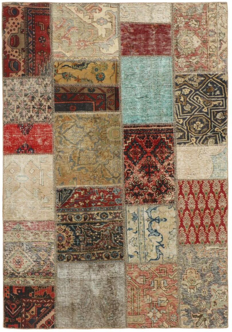 Nain Trading Tappeto Patchwork 204x143 Moderna/Design Beige/Marrone Scuro (Annodato a mano, Lana, Persia/Iran)