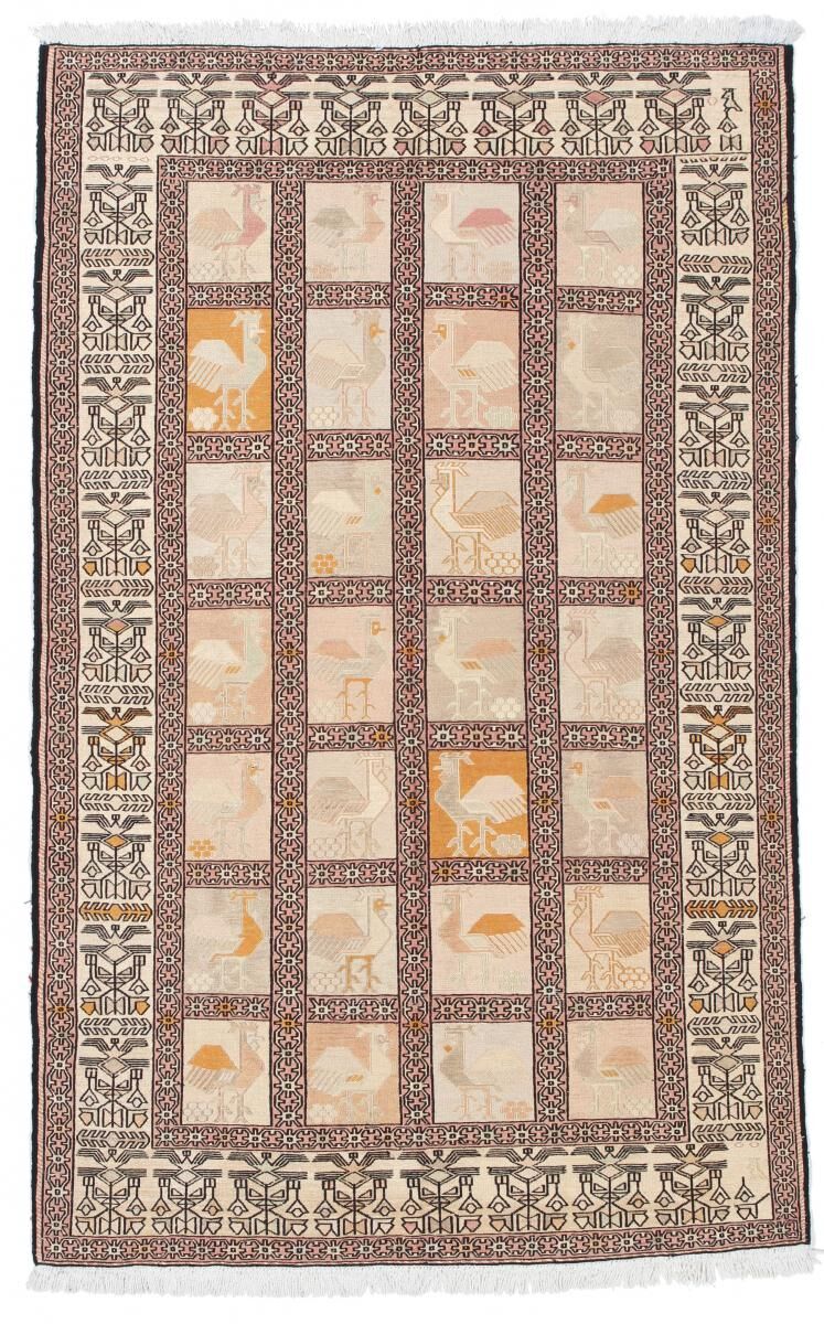 Nain Trading Tappeto Orientale Kilim Fars di Seta 191x122 Beige/Marrone Scuro (Persia/Iran, Seta, Tessuto a mano)