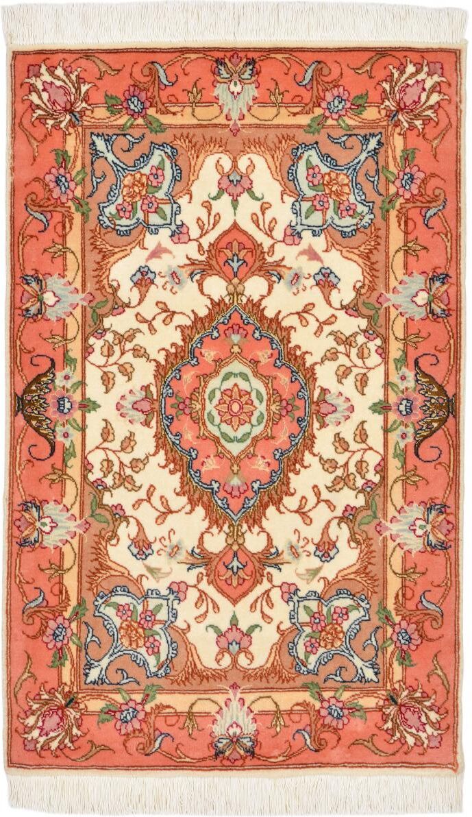 Nain Trading Tappeto Tabriz 50Raj 89x56 Beige/Arancione (Lana / Seta, Persia/Iran, Annodato a mano)