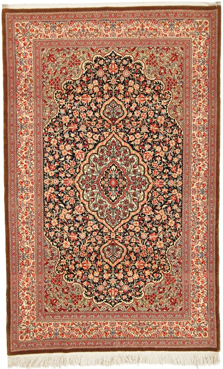 Nain Trading Tappeto Qum Kork 215x135 Marrone/Rosa (Lana, Persia/Iran, Annodato a mano)