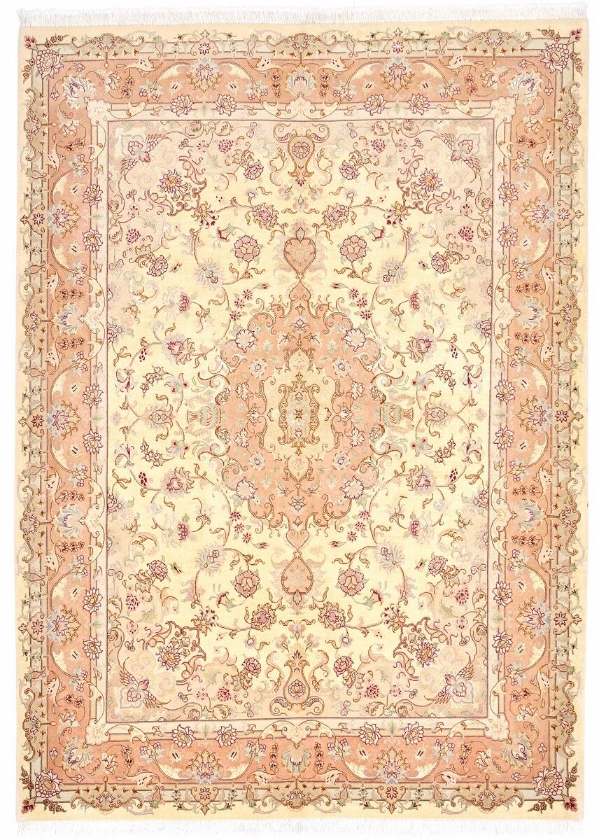 Nain Trading Tappeto Orientale Tabriz 50Raj 234x168 Beige/Rosa (Lana / Seta, Persia/Iran, Annodato a mano)