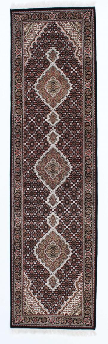 Nain Trading Tappeto Indo Tabriz 302x82 Marrone Scuro/Viola (Lana, India, Annodato a mano)