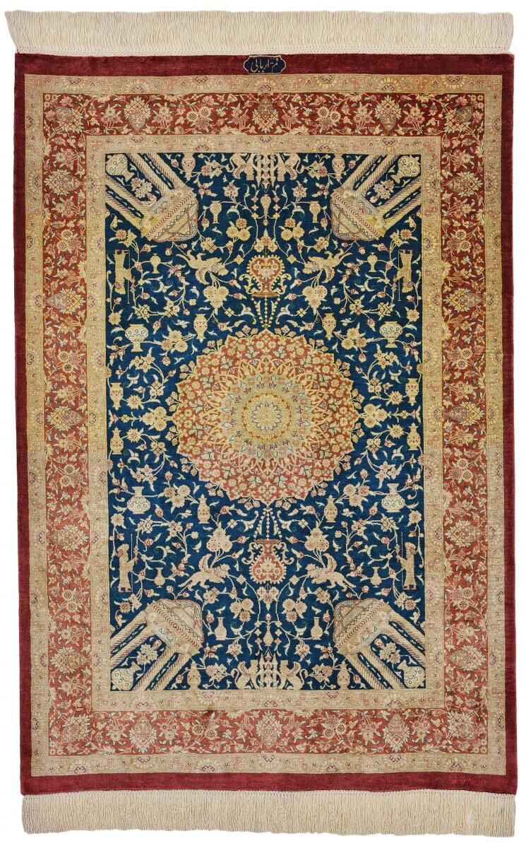 Nain Trading Tappeto Persiano Qum di Seta 118x80 Beige/Marrone (Annodato a mano, Persia/Iran, Seta)