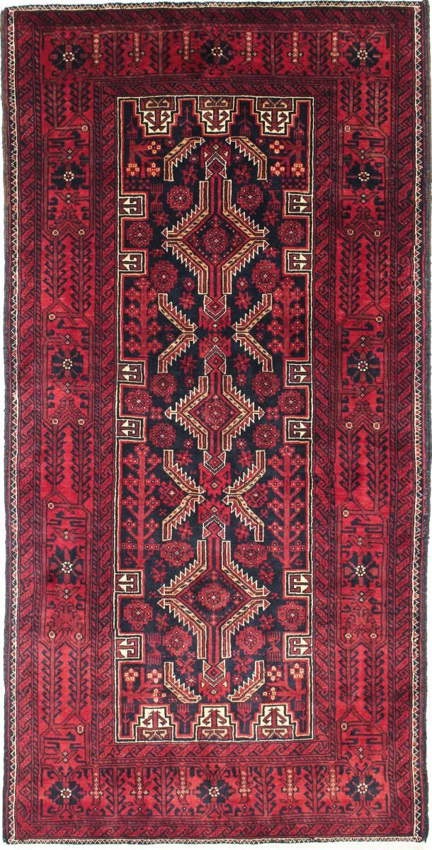 Nain Trading Tappeto Persiano Beluch 200x99 Corridore Ruggine/Viola (Annodato a mano, Persia/Iran, Lana)