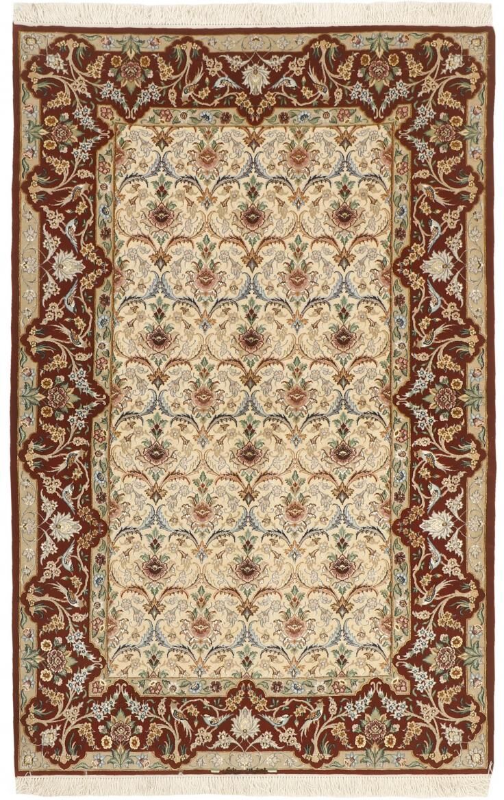 Nain Trading Tappeto Fatto A Mano Isfahan Ordito in Seta 207x131 Beige/Marrone (Lana / Seta, Persia/Iran)