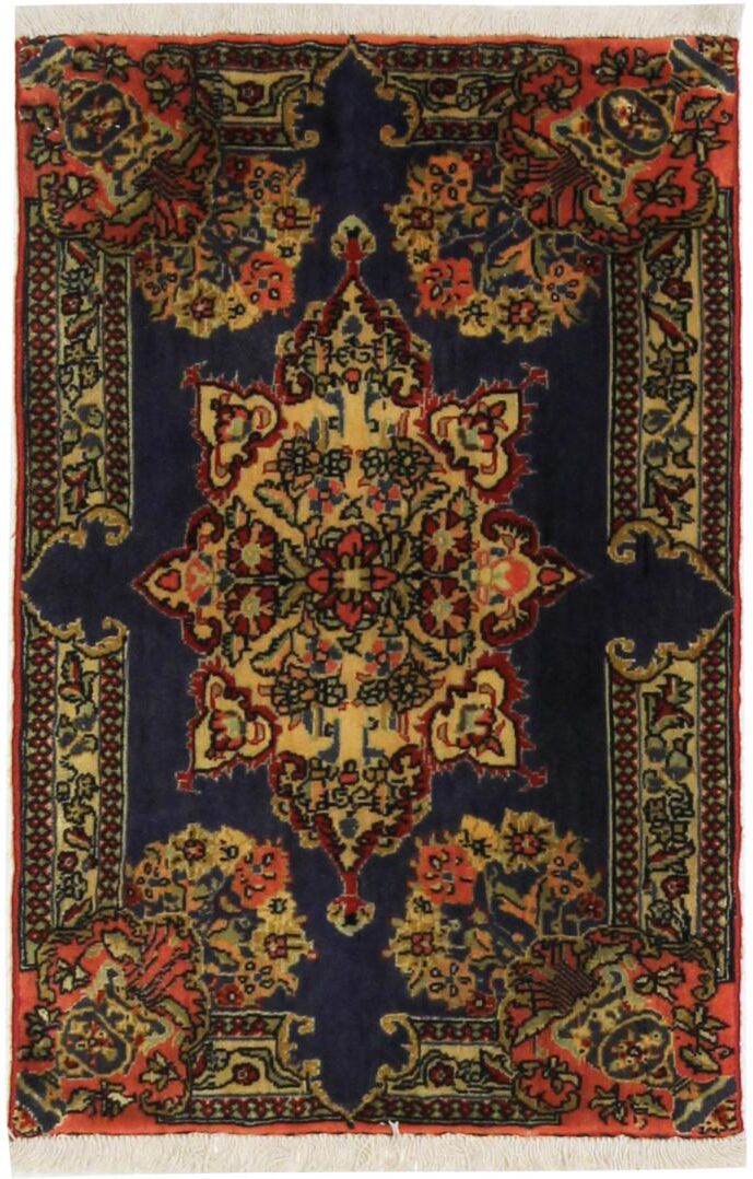 Nain Trading Tappeto Fatto A Mano Keshan 91x60 Marrone/Blu Scuro (Lana, Persia/Iran)