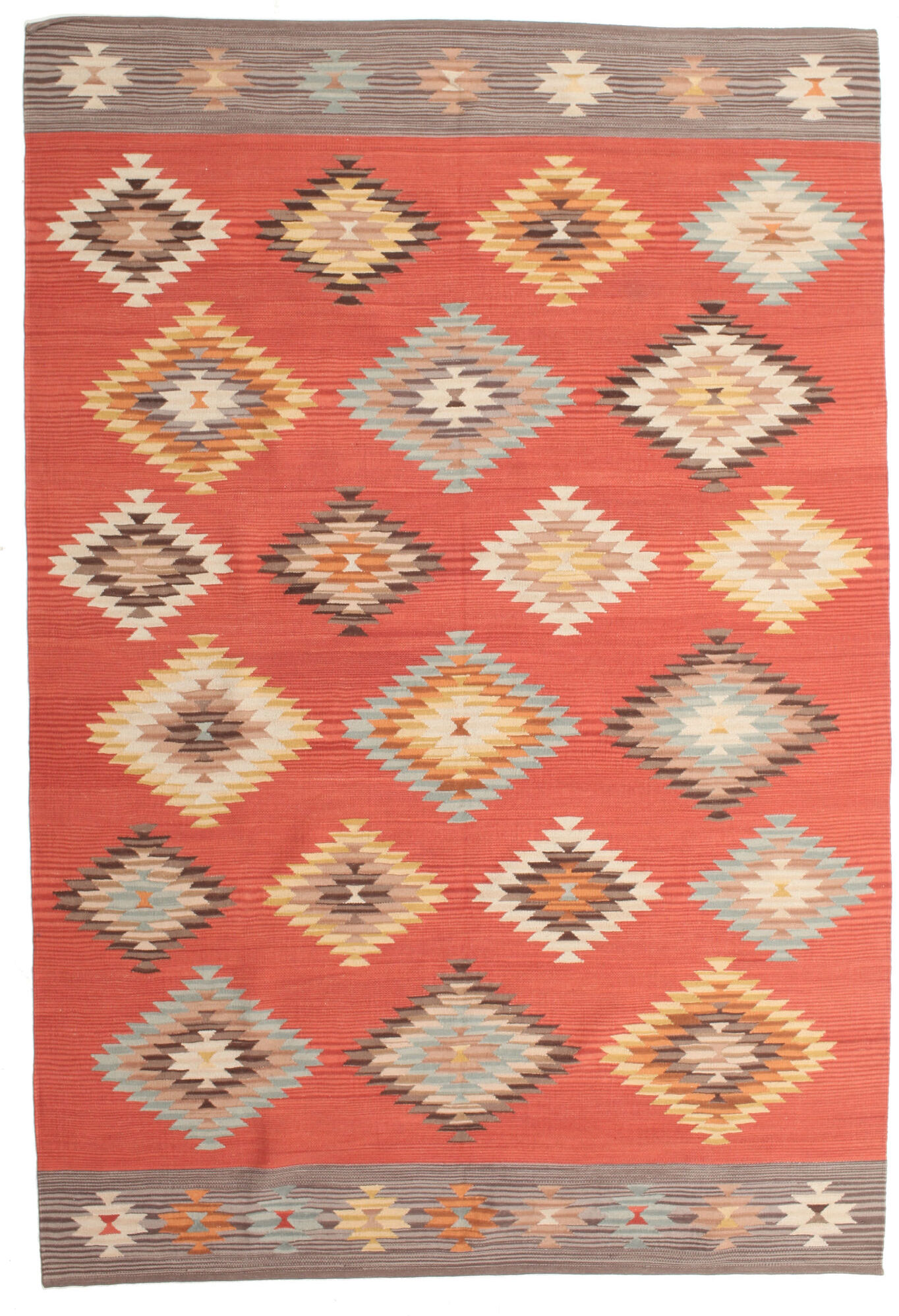 RugVista Kilim Denizli Tappeto - Rosso corallo 190x290