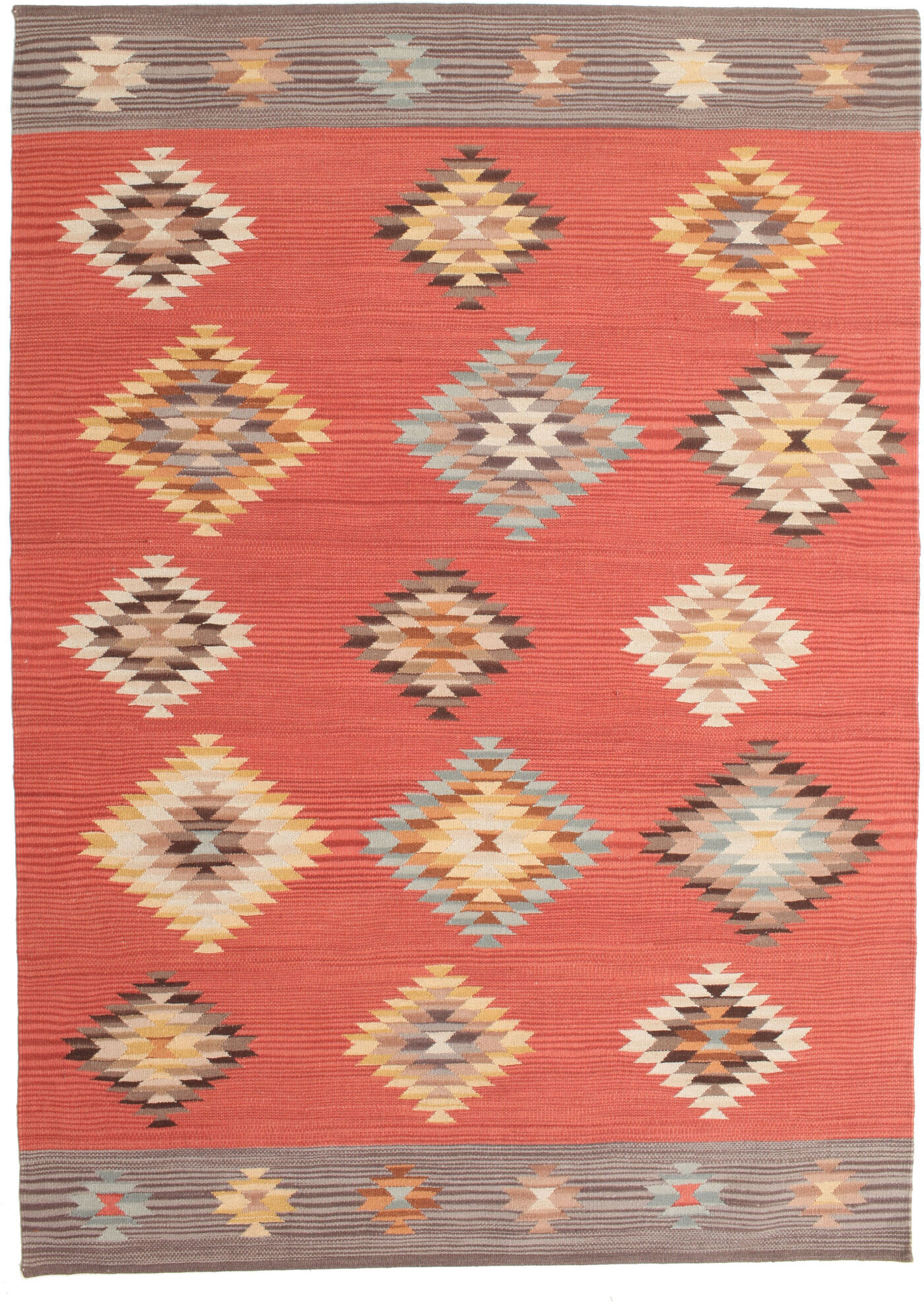 RugVista Kilim Denizli Tappeto - Rosso corallo 140x200