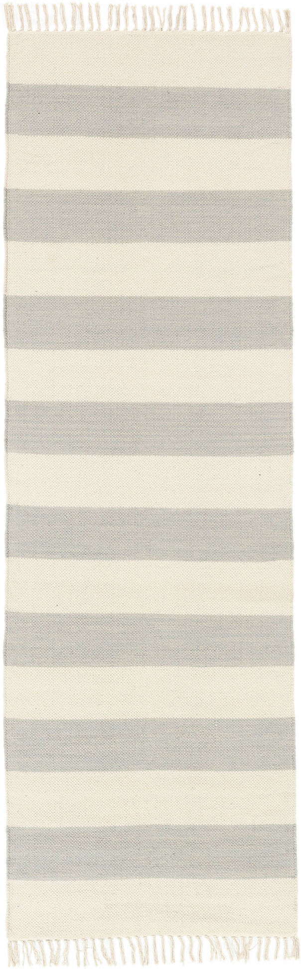 RugVista Cotton stripe Tappeto - Grigio / Bianco sporco 80x250