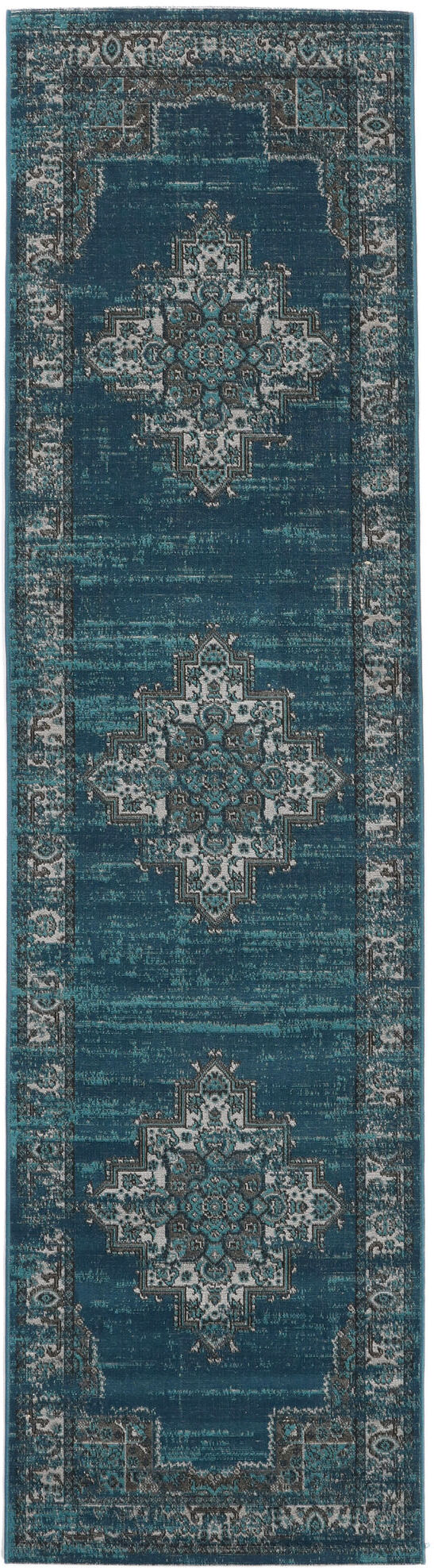 RugVista Vintage Vega Tappeto - Blu scuro / Turchese 80x300