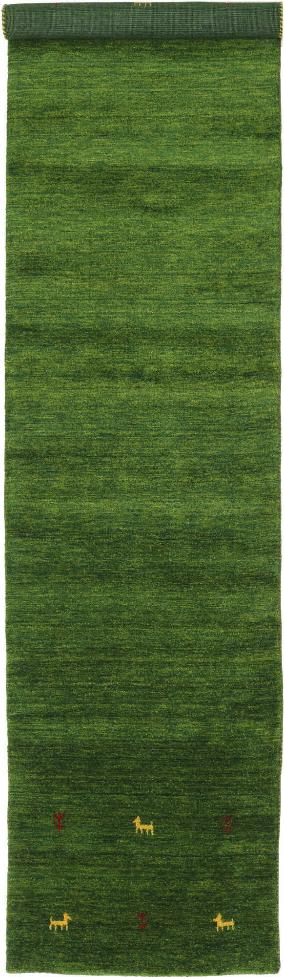 RugVista Gabbeh loom Two Lines Tappeto - Verde 80x350