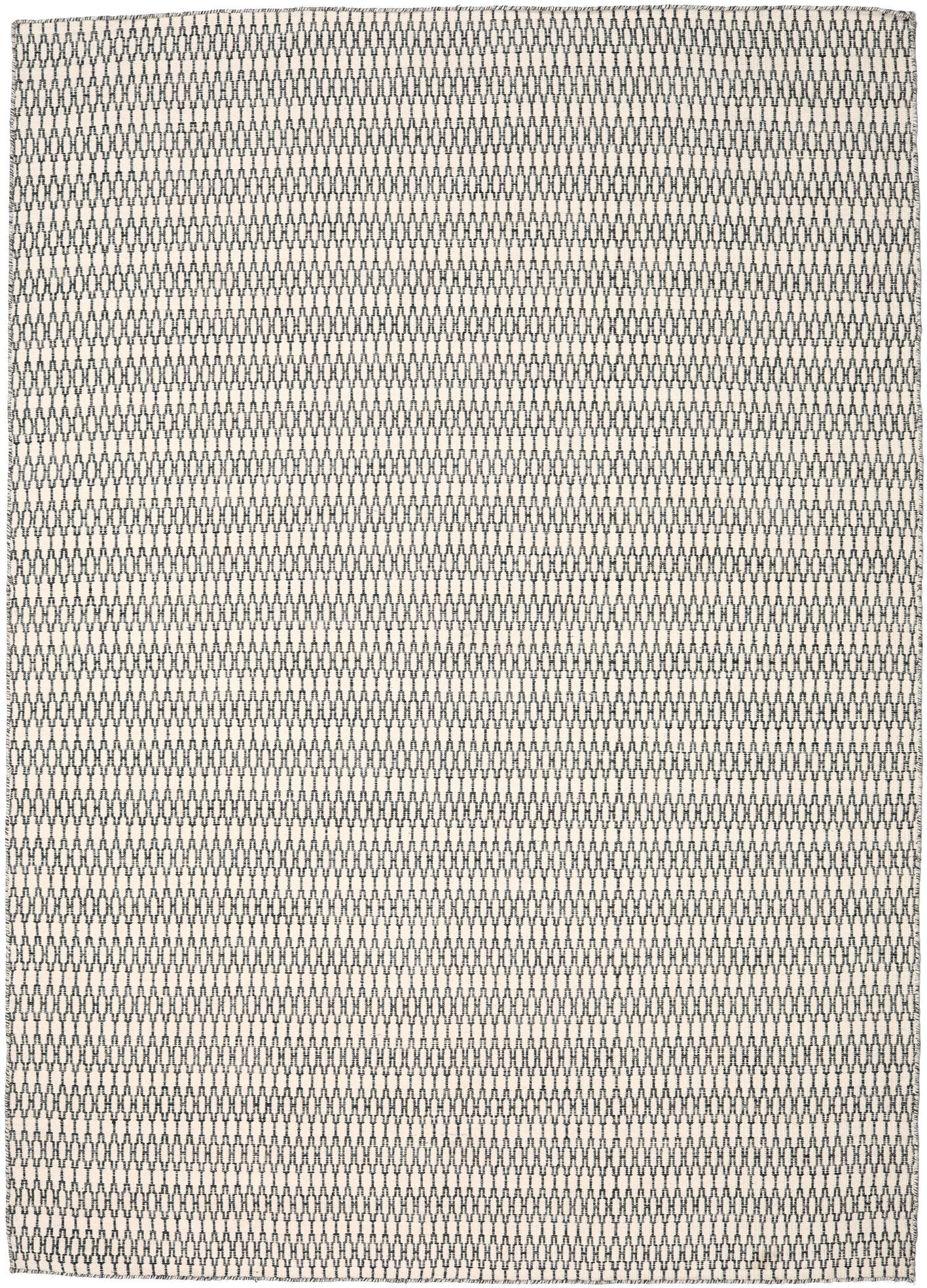 Annodato a mano. Provenienza: India Kilim Long Stitch Tappeto - Bianco crema / Nero 240x340