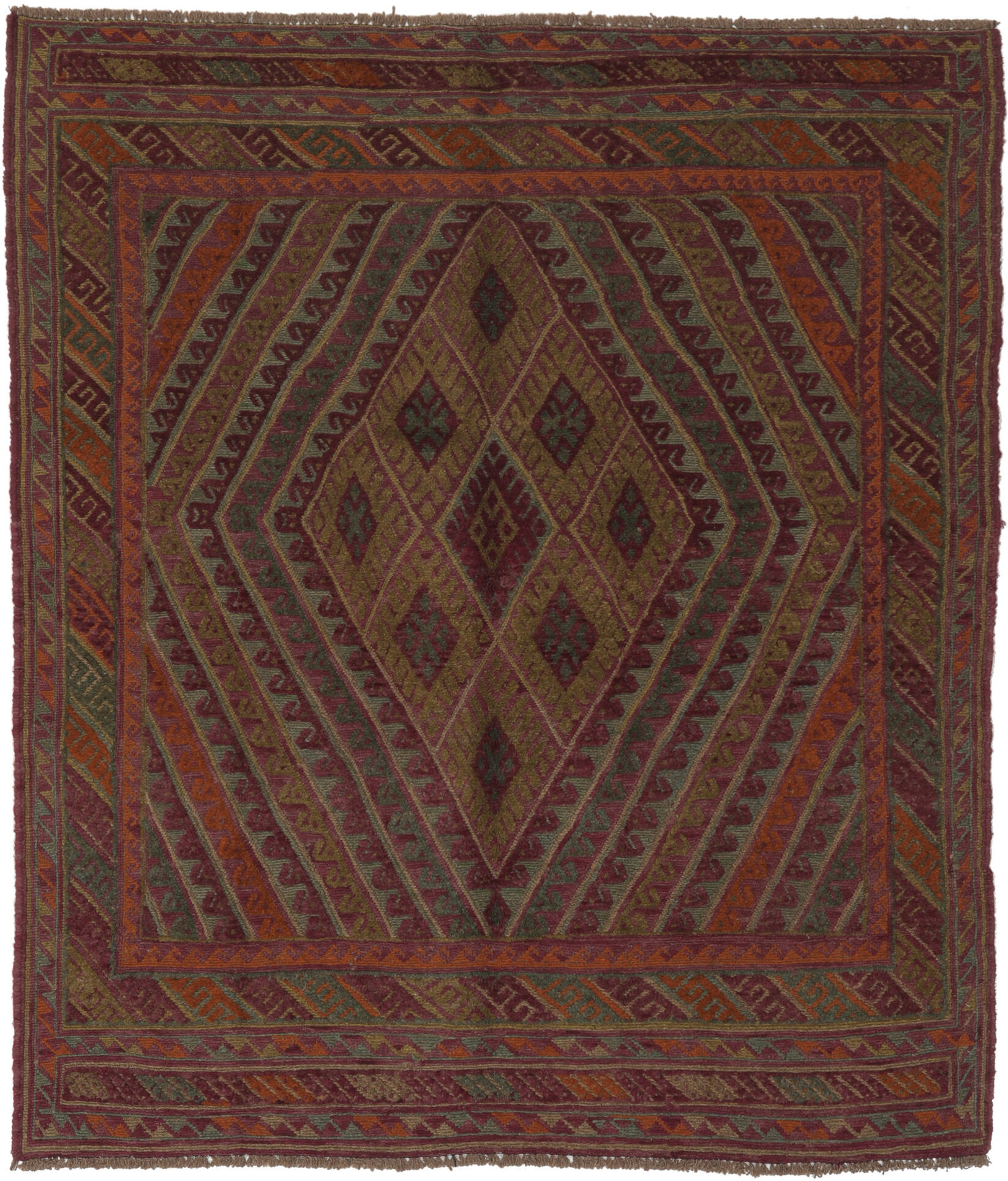 Annodato a mano. Provenienza: Afghanistan Kilim Golbarjasta Tappeto 150x180