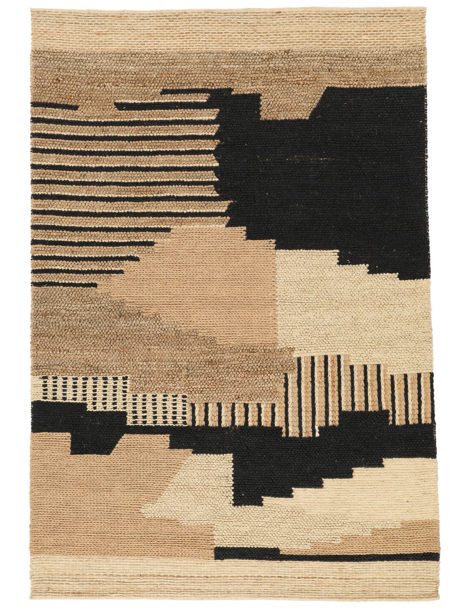 Annodato a mano. Provenienza: India Farrow Jute Tappeto - Beige / Nero 170x240