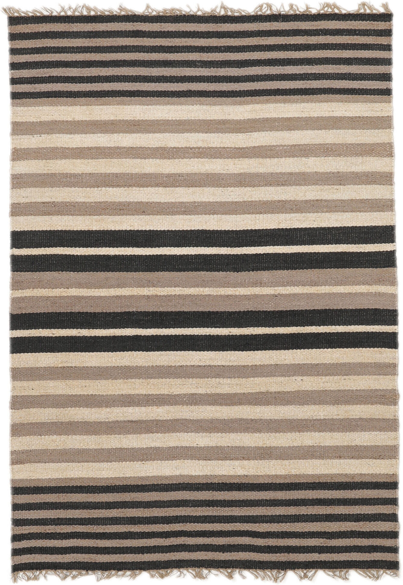 RugVista Basse Jute Tappeto - Beige / Nero 140x200