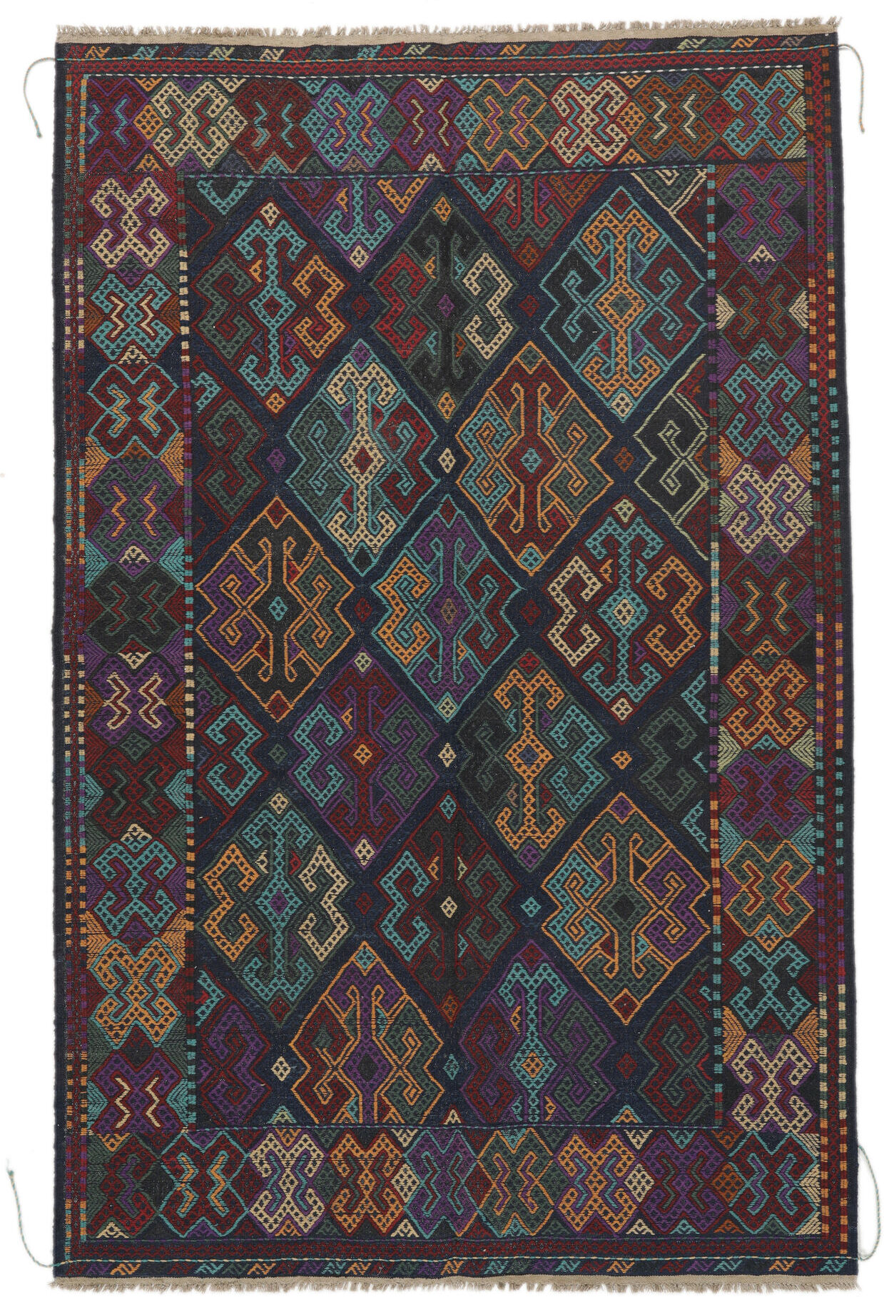 Annodato a mano. Provenienza: Afghanistan Kilim Golbarjasta Tappeto 147x228