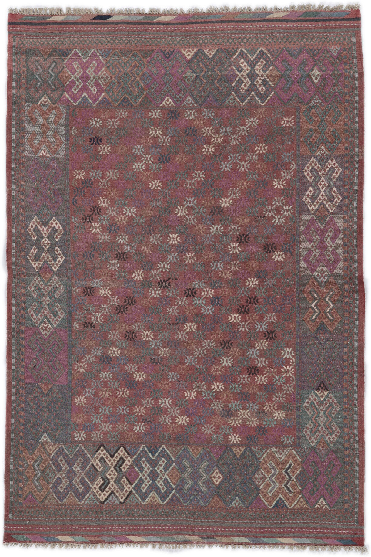 Annodato a mano. Provenienza: Afghanistan Kilim Golbarjasta Tappeto 100x150