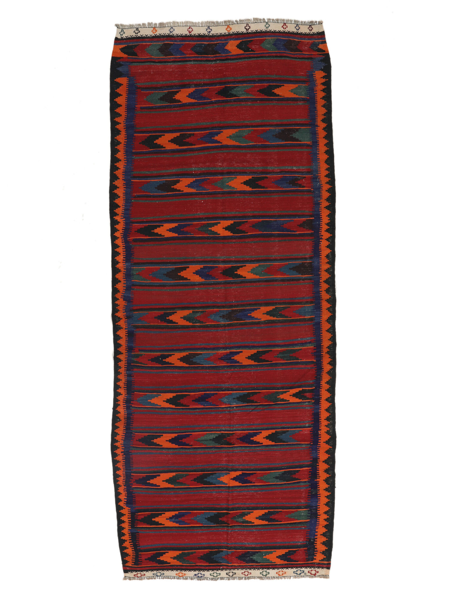Annodato a mano. Provenienza: Afghanistan Afghan Vintage Kilim Tappeto 147x384