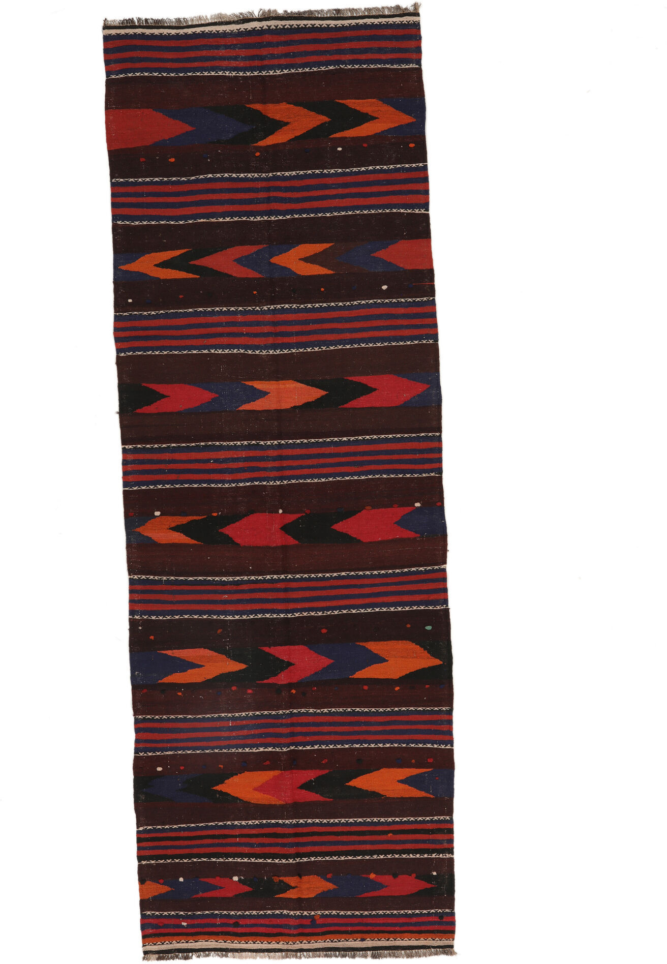 Annodato a mano. Provenienza: Afghanistan Afghan Vintage Kilim Tappeto 126x369