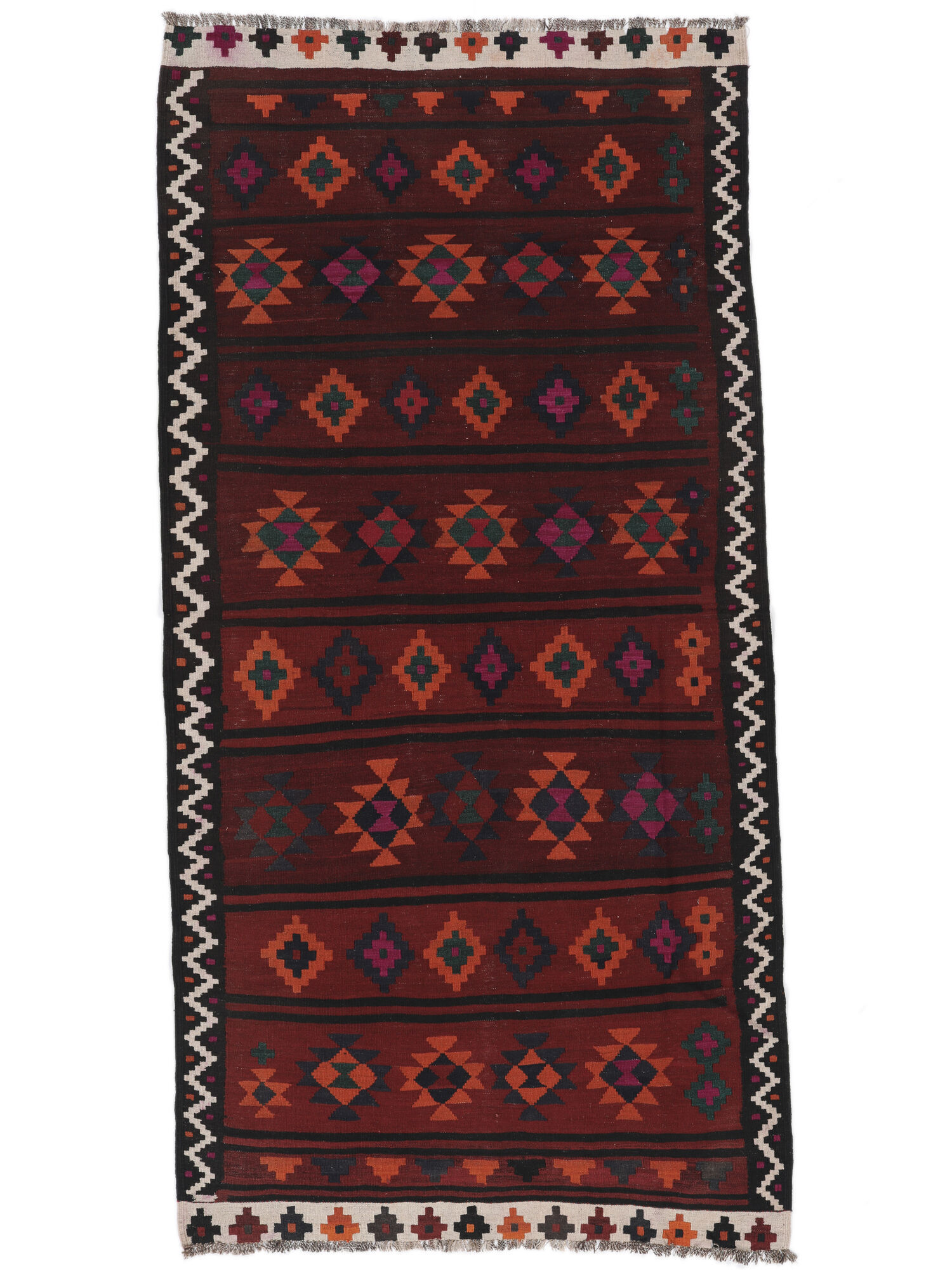 Annodato a mano. Provenienza: Afghanistan Afghan Vintage Kilim Tappeto 134x272