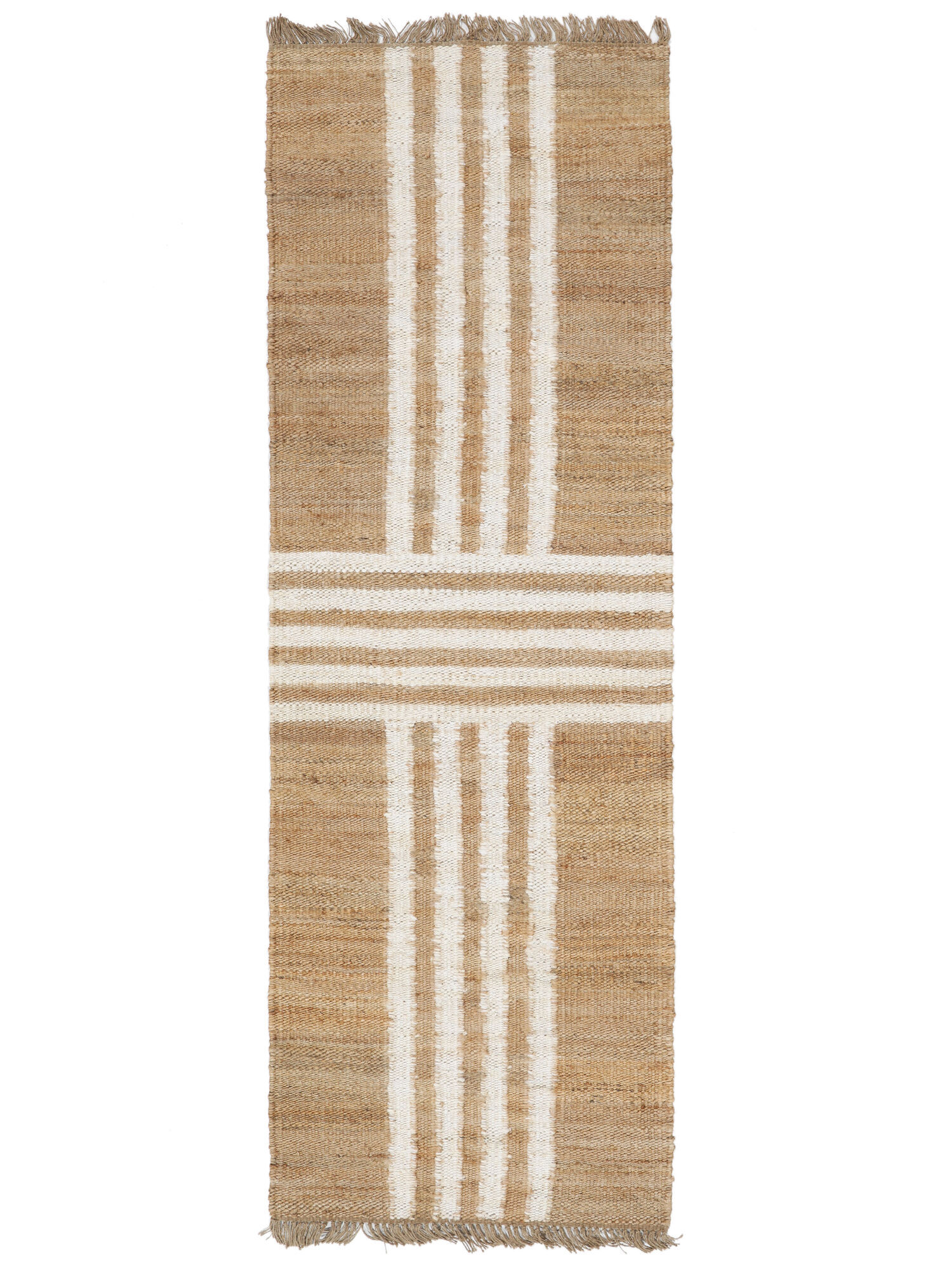 RugVista Solista Flag jute Tappeto - Beige / Bianco naturale 80x250