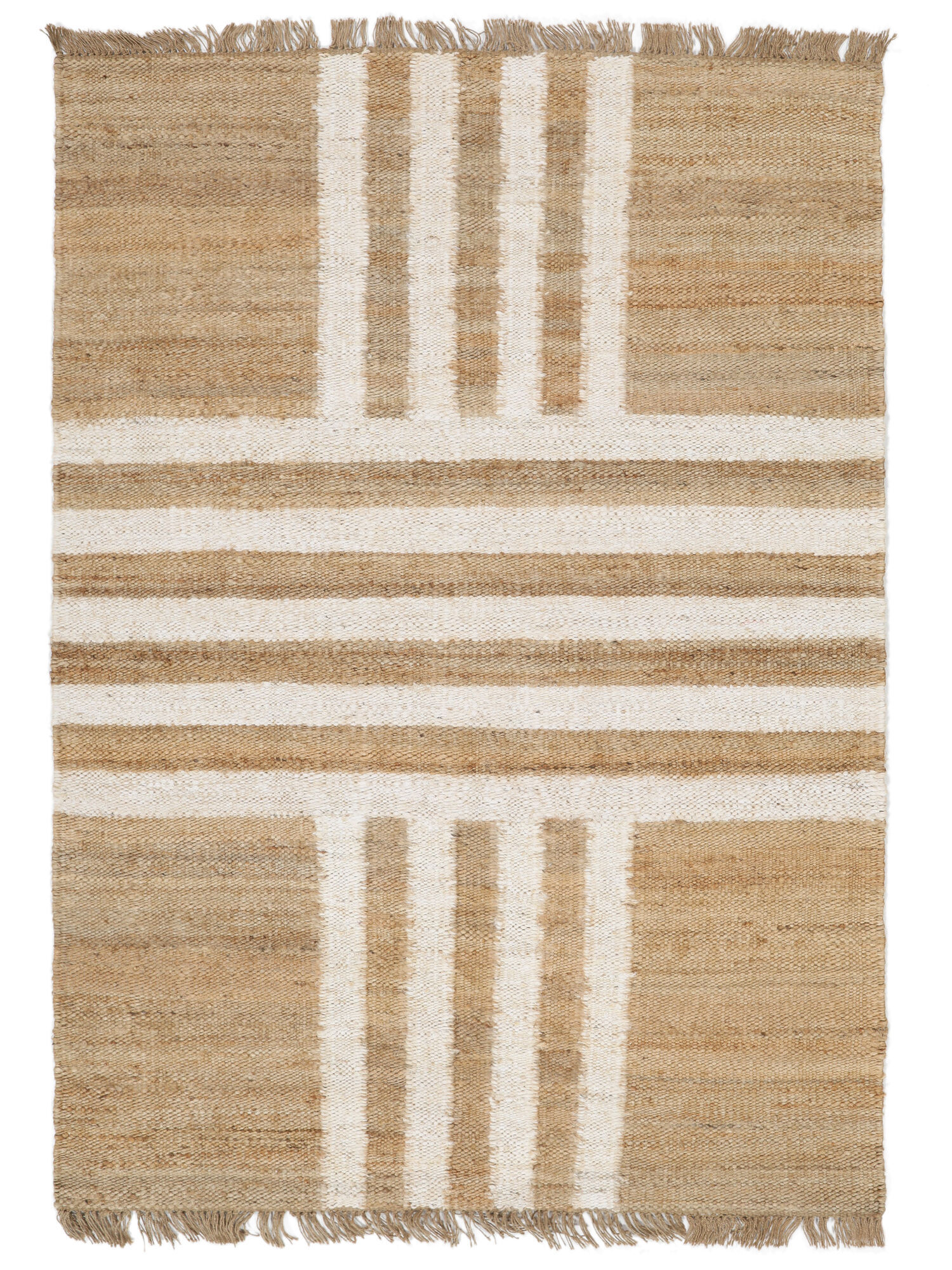 RugVista Solista Flag jute Tappeto - Beige / Bianco naturale 100x160