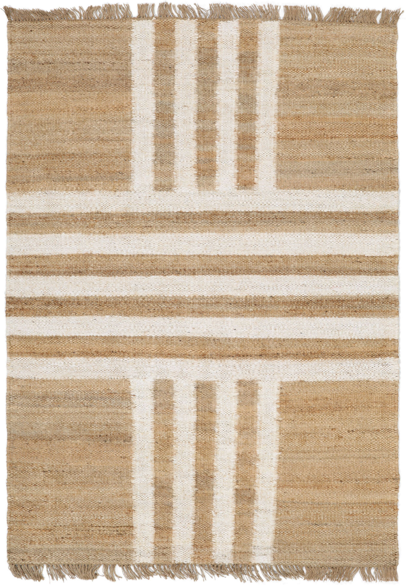 RugVista Solista Flag jute Tappeto - Beige / Bianco naturale 160x230