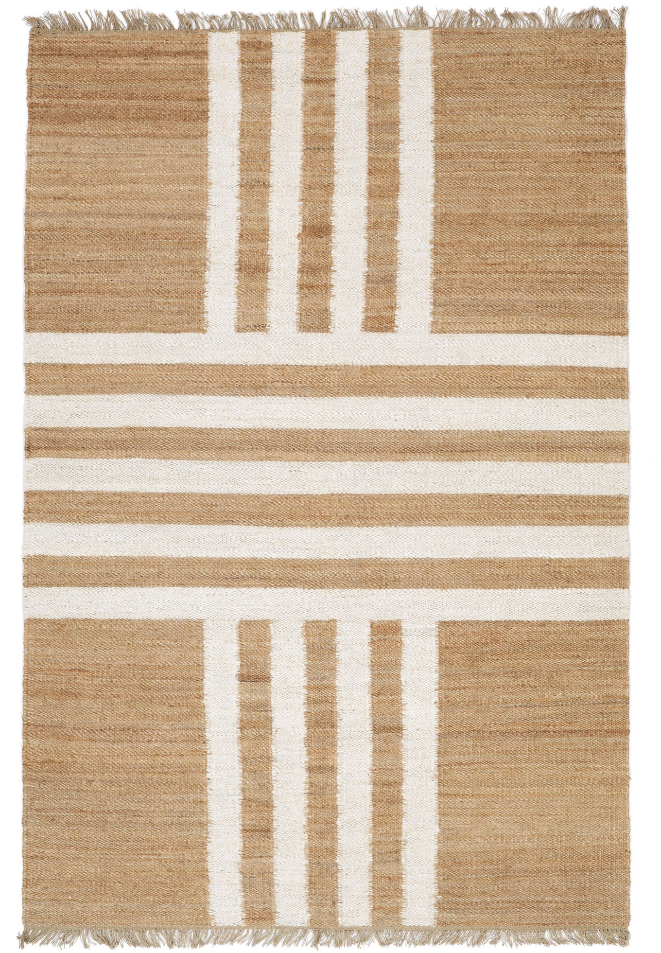 RugVista Solista Flag jute Tappeto - Beige / Bianco naturale 200x300