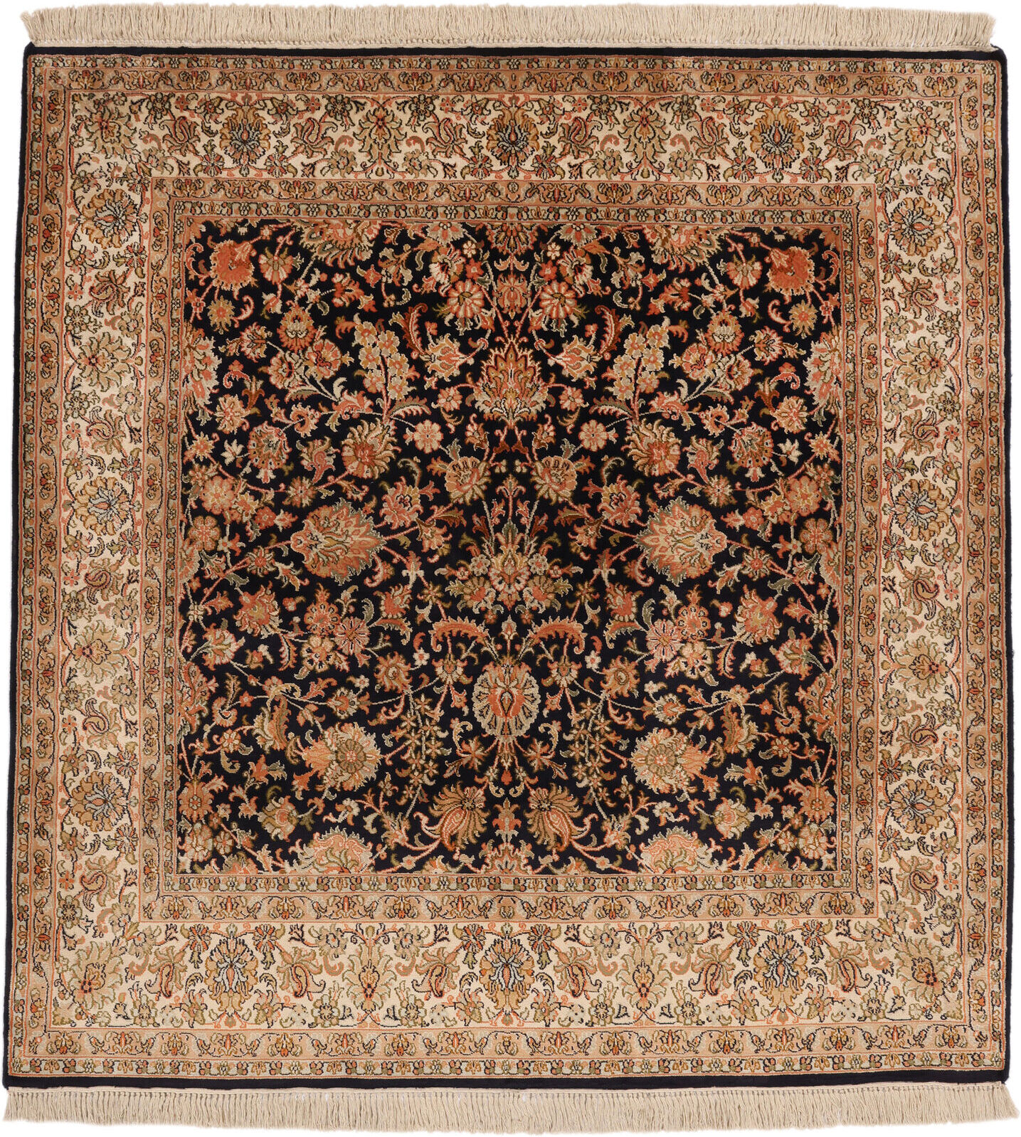 Annodato a mano. Provenienza: India Kashmir puri di seta 24 / 24 Quality Tappeto 120x128