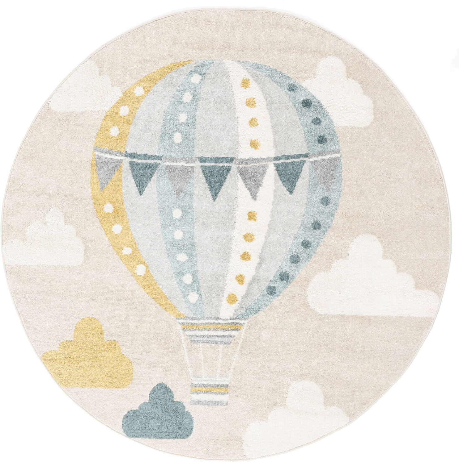 RugVista Balloon Ride Tappeto - Beige / Blu  Ø 150