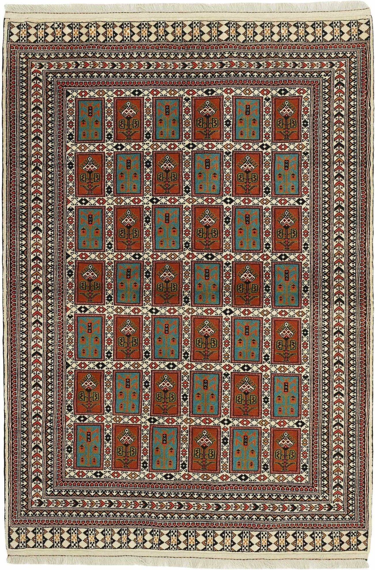 Annodato a mano. Provenienza: Persia / Iran Torkaman Fine Tappeto 140x205