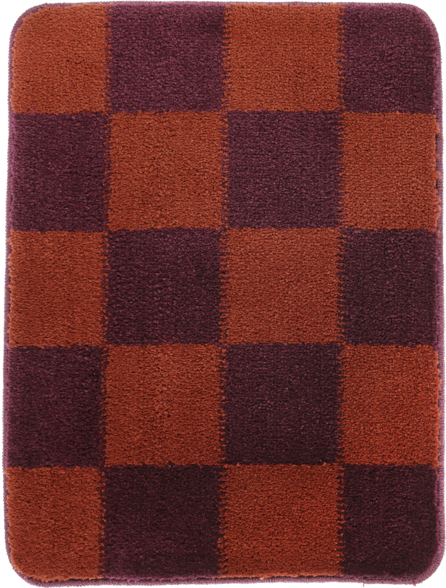 RugVista Luca Chess tappeto da bagno - Porpora scuro / Terracotta 50x67