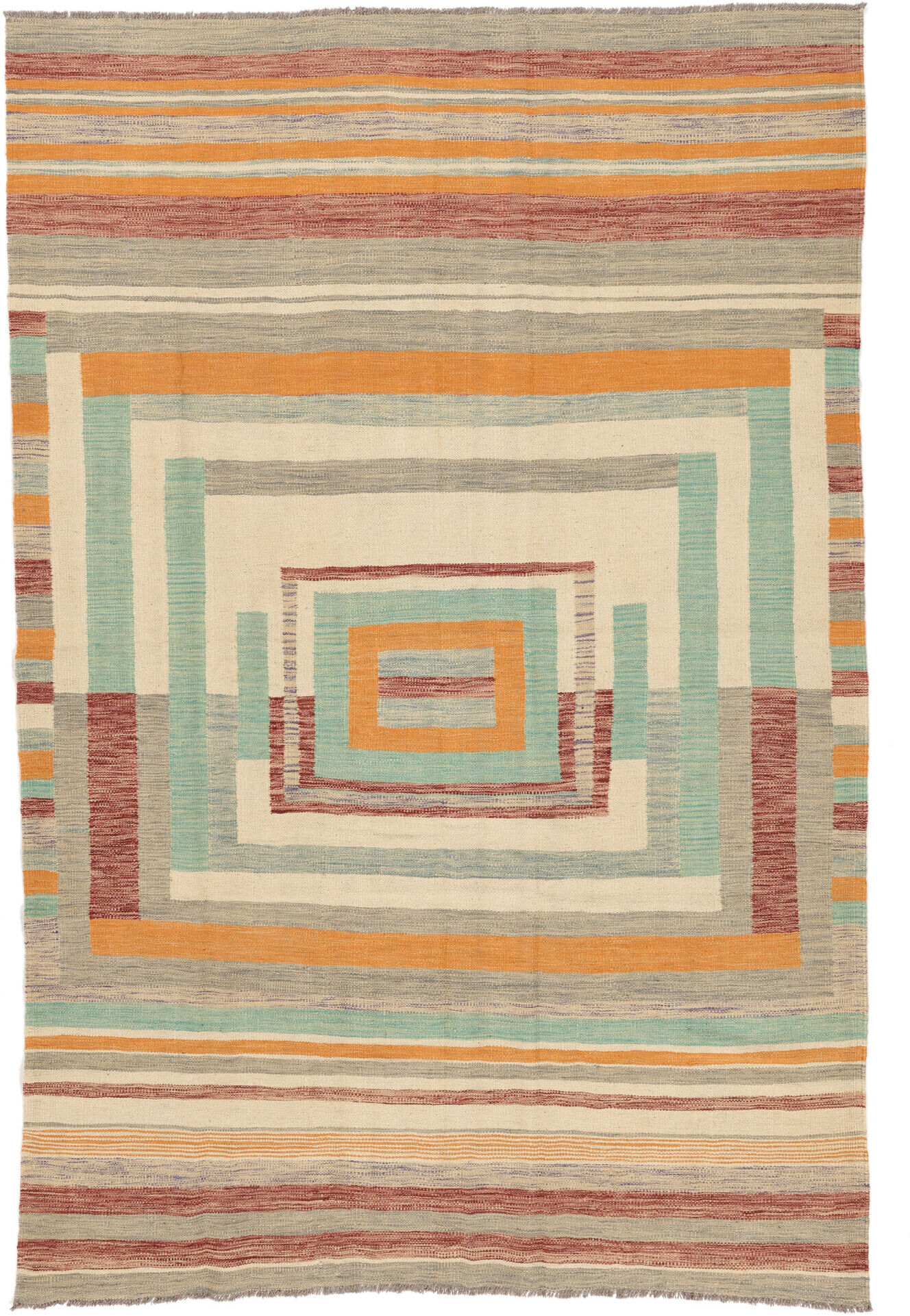 Annodato a mano. Provenienza: Afghanistan Kilim Moderni Tappeto 200x300