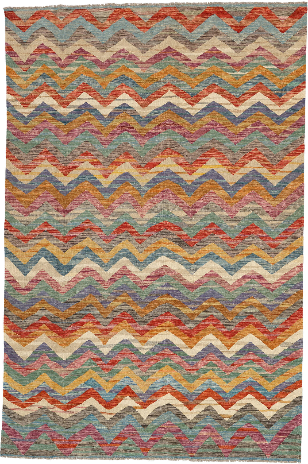 Annodato a mano. Provenienza: Afghanistan Kilim Moderni Tappeto 198x302