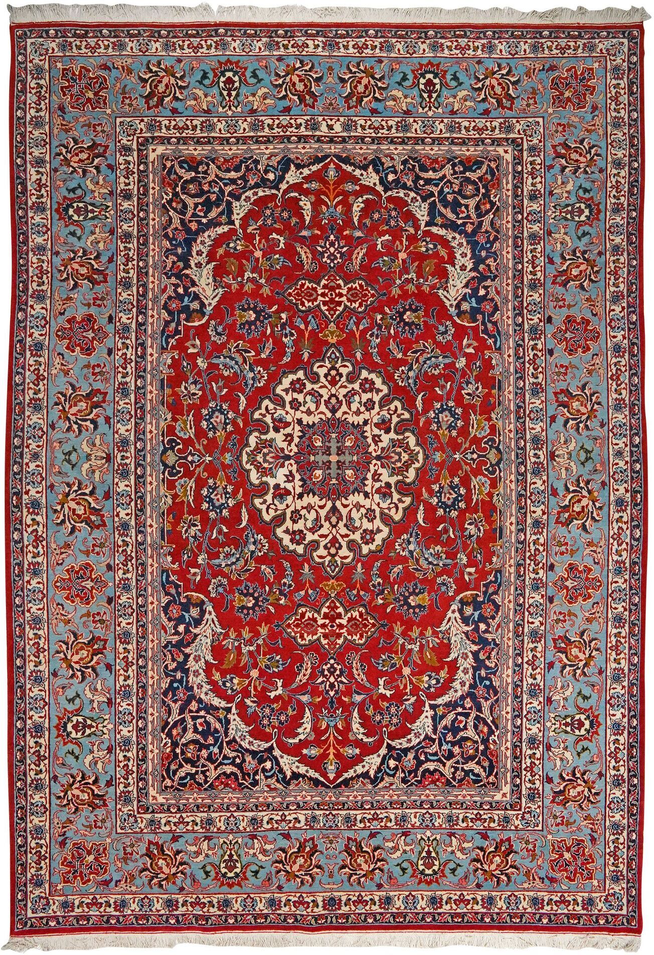 Annodato a mano. Provenienza: Persia / Iran Isfahan di seta ordito Tappeto 210x300