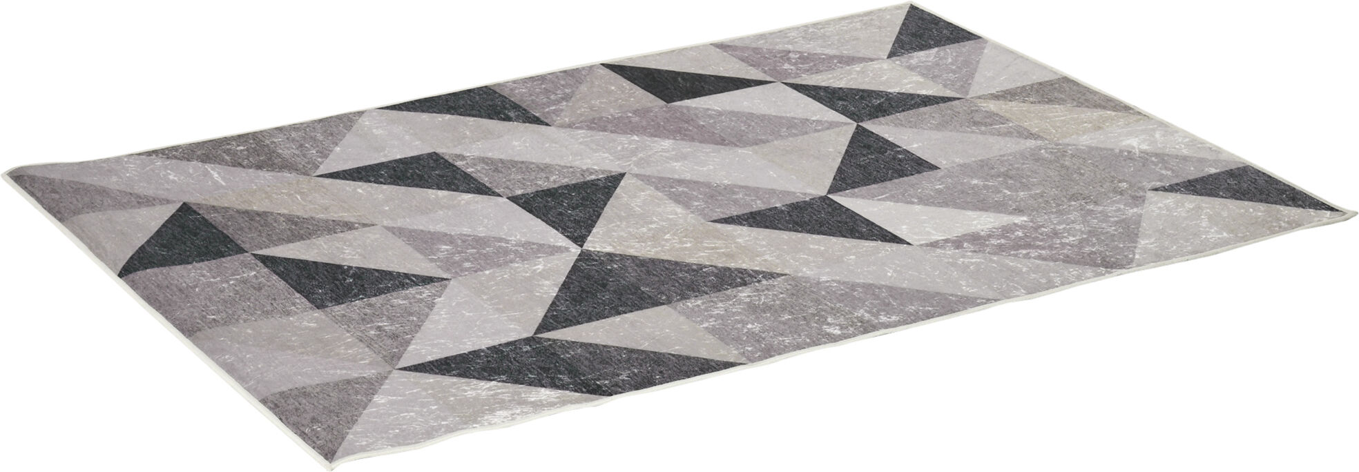 Homcom Tappeto Moderno Pelo Corto con Triangoli in Poliestere per Camera da Letto, Soggiorno e Sala da Pranzo, 200x140cm, Grigio Nero e Bianco