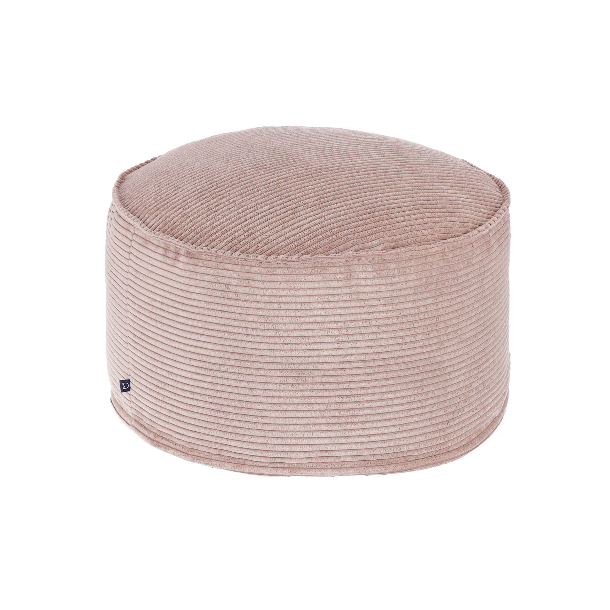Kave Home Pouf grande Wilma Ø 70 cm velluto a coste rosa
