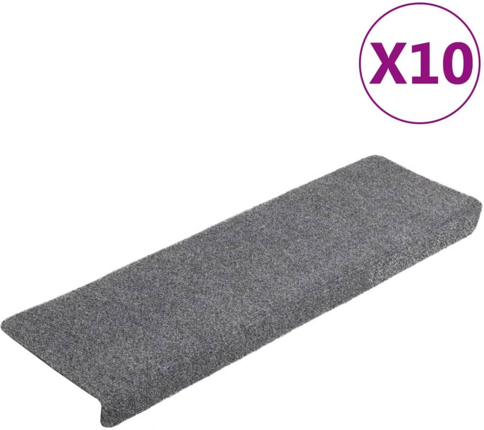 vidaXL Tappetini per Scale Agugliati 10 pz 65x21x4 cm Grigio Chiaro