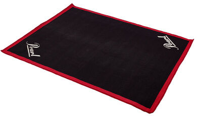 Pearl Drum Rug 137x168 black with red border