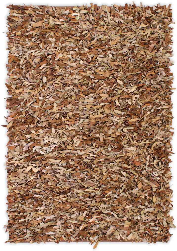 vidaXL Tapijt shaggy hoogpolig 80x160 cm echt leer tan