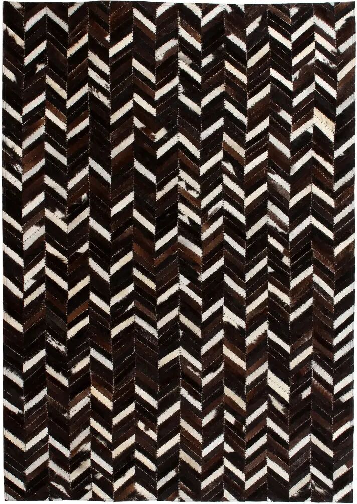 vidaXL Vloerkleed chevron patchwork 160x230 cm echt leer zwart/wit