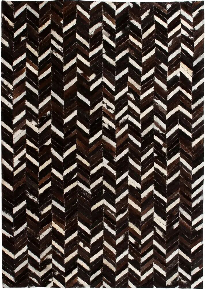 vidaXL Vloerkleed chevron patchwork 190x290 cm echt leer zwart/wit