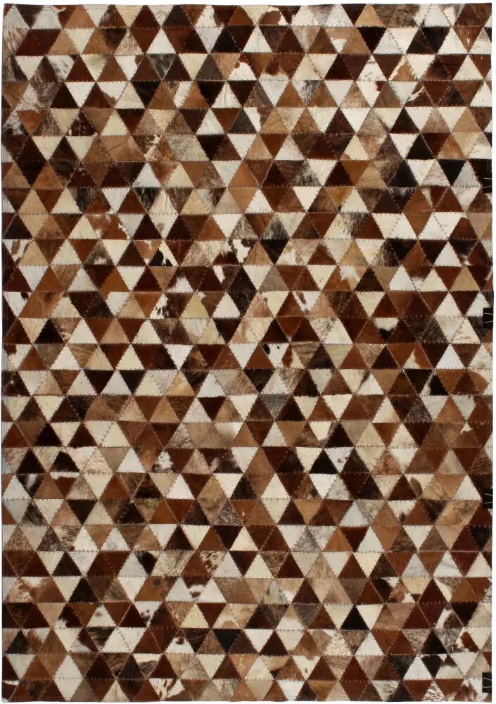 vidaXL Vloerkleed driehoek patchwork 120x170 cm echt leer bruin/wit