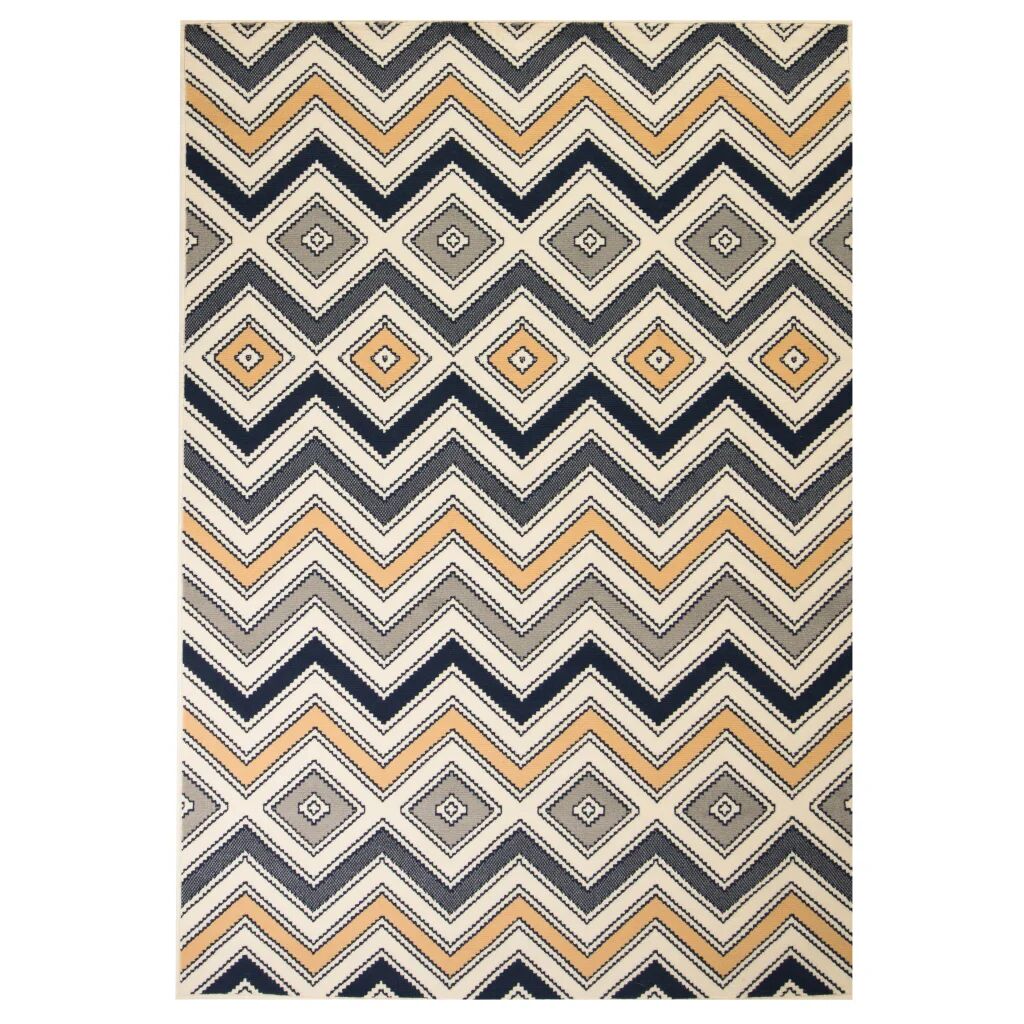 vidaXL Vloerkleed modern zigzag ontwerp 160x230 cm bruin/zwart/blauw