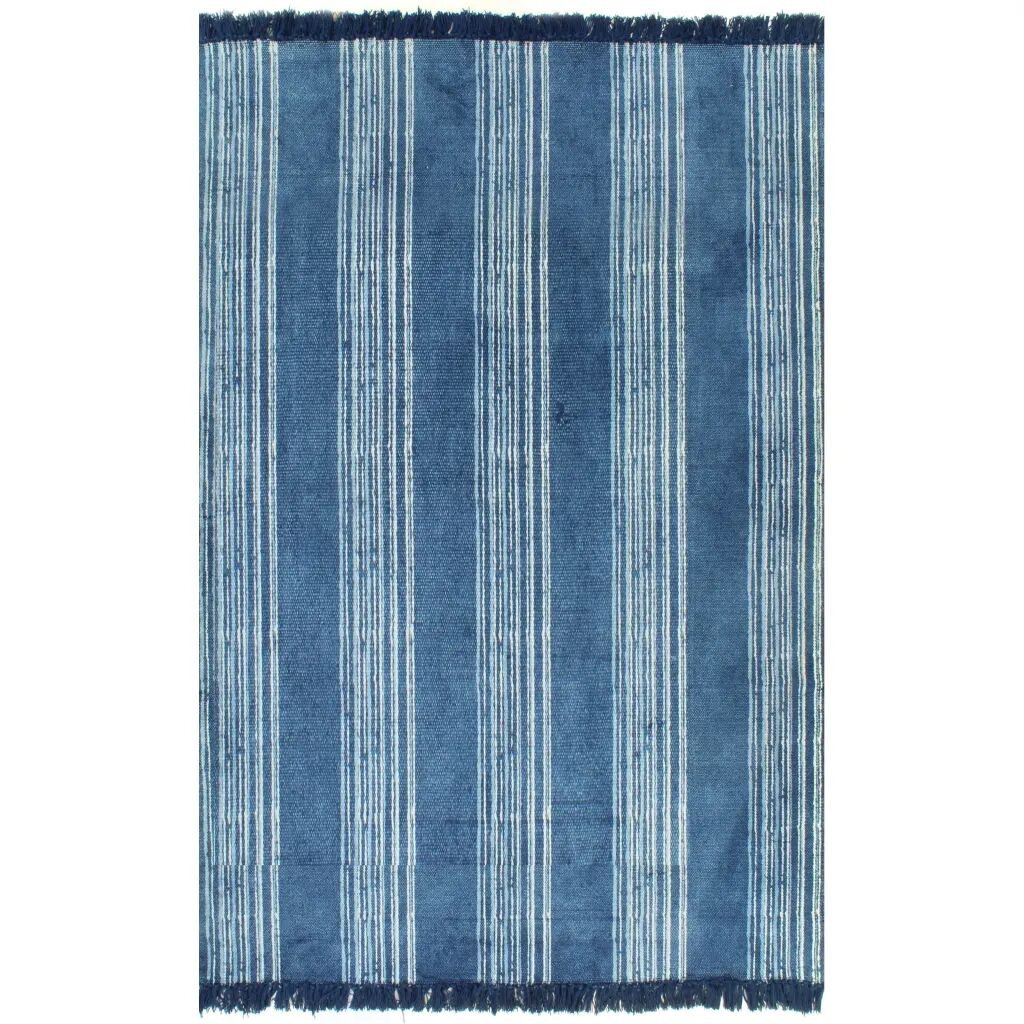 vidaXL Kelim vloerkleed met patroon 160x230 cm katoen blauw