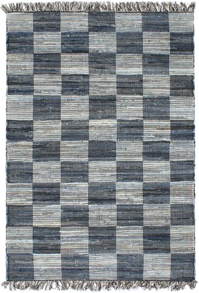 vidaXL Vloerkleed chindi handgeweven 120x170 cm denim blauw