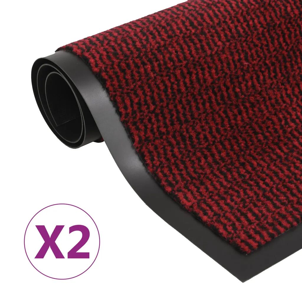 vidaXL Droogloopmatten 2 st rechthoekig getuft 80x120 cm rood