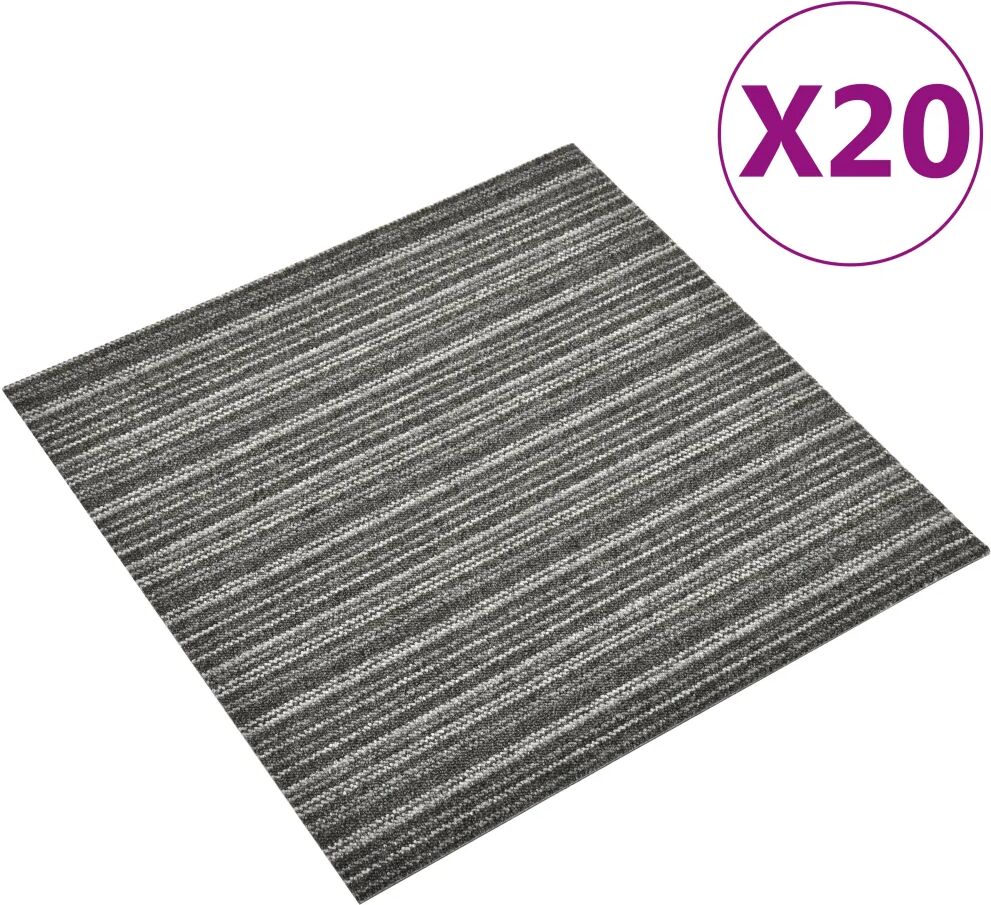 vidaXL Tapijttegels 20 st 5 m² 50x50 cm gestreept antraciet