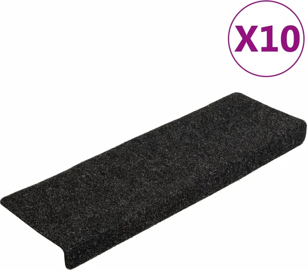 vidaXL Trapmatten 10 st 65x25 cm naaldvilt zwart